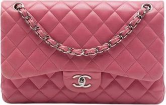 Chanel Pre-owned Vintage Double Flap Shoulder Bag - Dames - Vintage Schoudertas - Roze - ONE Size - Leer - Vintage