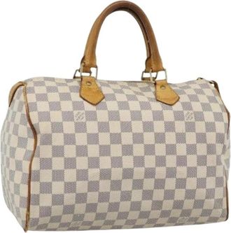 Louis Vuitton Pre-owned Damier Azur Canvas Hand Bag - Dames - Vintage Handtas - Beige - ONE Size - Leer - Vintage