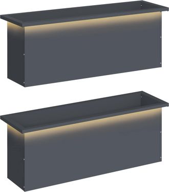 vidaXL Jardinera Para Jard&iacute;n Con Luces Led 2 Uds. Antracita Vidaxl