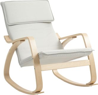 HOMCOM Comfortable Relax Rocking Chair With High Back - Cream White | TJ Hughes