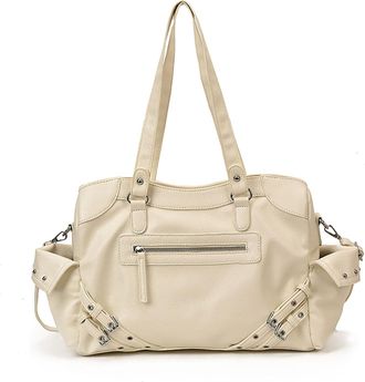 Generic Womens 2025 fashion Shoulder Bag, Hobo Tote Bag, Large Capacity PU Crossbody Bag with Zipper, Multi Layer Storage, Applies to Work (White,37 * 10.5 * 