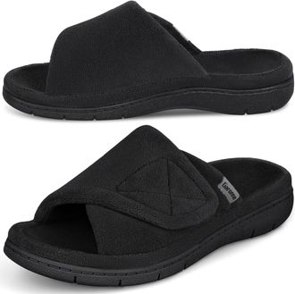 Garonne Womens Adjustable Wrap Open Toe Slippers with Arch Support Summer House Shoes for Women Indoor/Outdoor, black, 5.5 UK