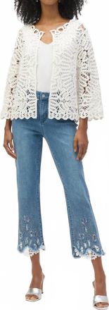 Joseph Ribkoff Seneca Stretch Straight Crop Jeans With Embroidery In Denim Medium Blue