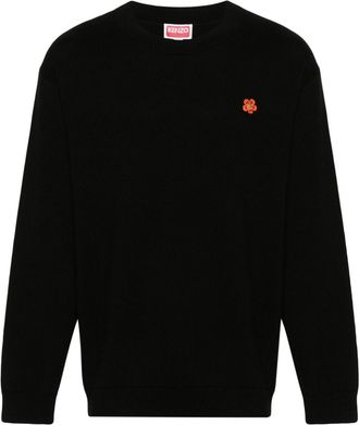 Kenzo Boke Flower-appliqué jumper - men - Wool - S - Black