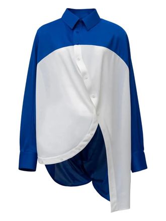 Anrealage Doraemon colour-block asymmetrical shirt - women - Polyester - 46 - Blue