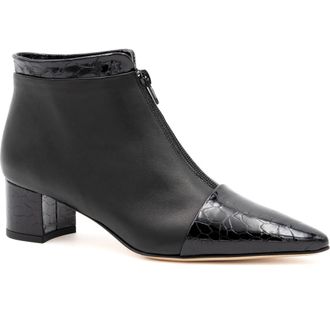 Amalfi By Rangoni Petronio Pointed Cap Toe Bootie in Black Parmsoft Black Coretta at Nordstrom, Size 8.5