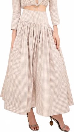 Alexis Havara Midi Skirt In Tan White