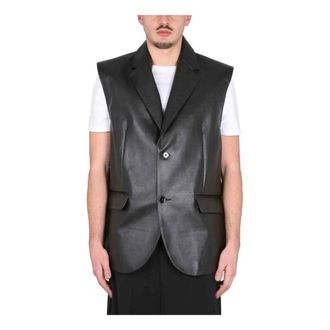 Maison Margiela Leather Vest - male - MM6 Maison Margiela - Waistcoats - Black - M - Jackets