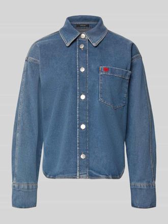 OPUS Relaxed Fit Jeansbluse mit Stitching Modell Falentine in Jeansblau, Gr&ouml;&szlig;e 36