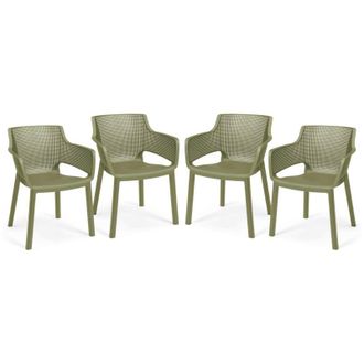 Keter Set X4 Silla De Exterior De Jard&iacute;n Elisa Cedar Verde 61,5x53x78,4 Cm - Keter