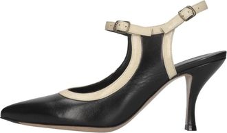 Dries Van Noten Leren Slingback Pomp - Dames - Pumps - Zwart - 37 1/2 EU - Leer - Schoenen