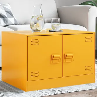 vidaXL Mesa De Centro De Acero Amarillo Mostaza 67x50x44 Cm Vidaxl