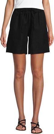 Lands End Linen High Rise Pull On 7 Shorts in Black at Nordstrom, Size X-Small