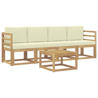 vidaXL Conjunto De Sof&aacute;s De Exterior Con Coj&iacute;n 5 Pcs Blanco Y Crema Vidaxl