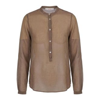 Jucca Shirts, female, Brown, Size: XS Camicia coreana semi trasparente