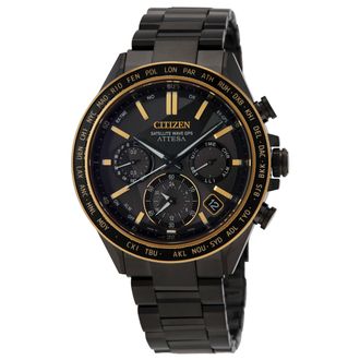 Citizen Attesa ACT Perpetual Alarm World Time Chronograph Black Dial Mens Watch CC4078-51E