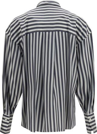 Brunello Cucinelli Silk Poplin Striped Shirt - Multicolor