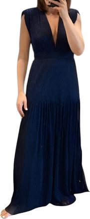 Karina Grimaldi Shimmer Maxi Dress In Navy Blue