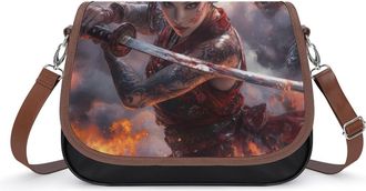 Generic Japanese Samurai Monster Small Womens Crossbody Bags Shoulder Handbag with Adjustable Strap for Travel