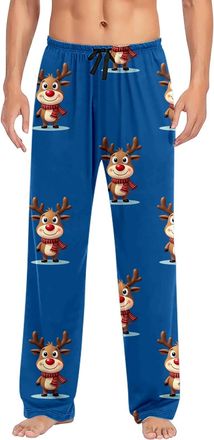 Generic Mens Christmas Lounge Pyjama Pants Wine Glass Elasticated Waistband Pajama Trousers Y2k Novelty Lounge Trousers Classic Reindeer Drawstring Male Xmas 