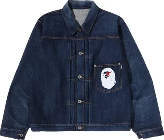 A Bathing Ape Ape Head Denim Jacket Navy 0ZXLJMX00140QNYX