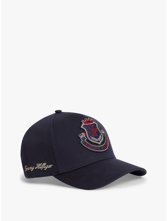 Tommy Hilfiger Mens Monogram Crest Patch Baseball Cap - Blue