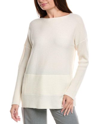 Lafayette 148 New York Bateau Neck Ribbed Wool & Cashmere-Blend Sweater
