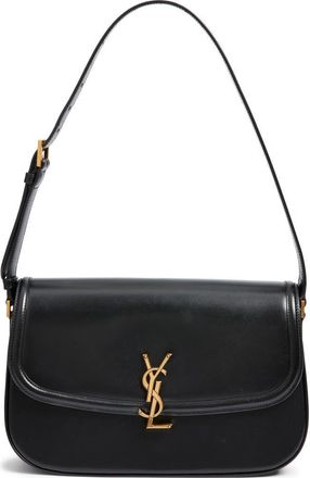 Saint Laurent Large Solferino Leather Shoulder Bag in Noir at Nordstrom
