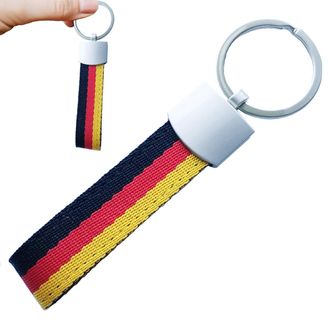 Roar Key Fob Keyring Germany Metal & Nylon Fabric German Flag National Flag, silver, One Size