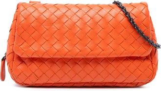 Bottega Veneta Pre-owned Cross Body Bags, female, Orange, Size: ONE SIZE Pre-owned Woven Leather Chain Bag