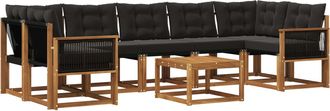 vidaXL Conjunto De Sof&aacute;s De Exterior 8 Uds. Natural Y Negro Vidaxl