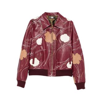 Amiri Floral-embroidered Leather Jacket
