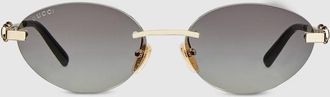 Gucci Frameless Oval Sunglasses, Gold