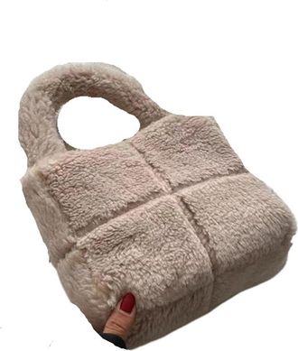 Generic Womens Plush Bags Furry Handbag Womens Handheld Bag Boulder Daily Matching Accessory(Beige)