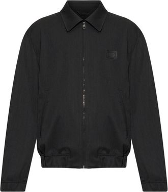 Dolce & Gabbana Jas met logopatch - Heren - Bomber jackets - Grijs - M - Wol - Jassen