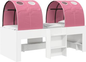 vidaXL Cama Con T&uacute;nel 3 Uds. Blanco Y Rosa Madera De Ingenier&iacute;a Vidaxl
