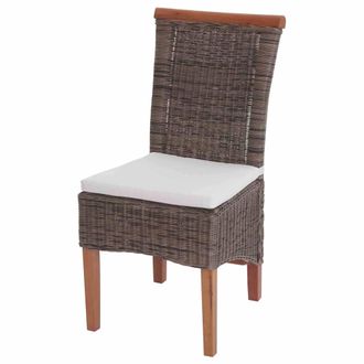 Hhg Hhg - Nunca Usado] Lote De 2 Sillas De Comedor Savona, Silla De Cocina, Rat&aacute;n, Con Coj&iacute;n De Asiento