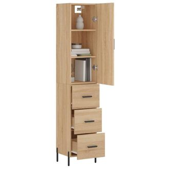 Berkfield Home Highboard Sonoma Oak 34.5x34x180 cm Engineered Wood in Light Tan