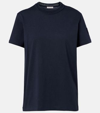 Moncler Crochet-trimmed cotton jersey T-shirt