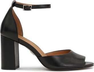 Kazar Klassieke zwarte sandalen met brede band - Dames - Sandalen met hakken - Zwart - 38 EU - Leer - Schoenen