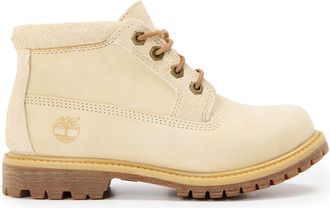 Timberland Womens Nellie Mid Lace Up Chukka Boot Natu in Natural Nubuck - Size UK 8