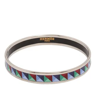 Herm&egrave;s Pre-owned Hermes Narrow Enamel Clous de Trompe Bangle 65 Ladies TO8WBAAHLV7P8X2A