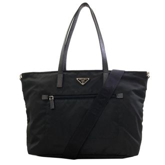 Prada Black Red Color Nylon Tote Bag (Pre-Owned)