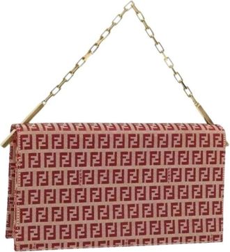 Fendi Pre-owned Shoulder Bags, female, Red, Size: ONE SIZE Pre-owned Vintage Zucchino Shoulder Bag