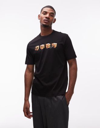 Paul Smith T-shirt nera con grafica di cubetti di ghiaccio e teschi-Nero