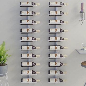 vidaXL Vidaxl - Botellero De Pared Para 10 Botellas 2 Unidades Metal Blanco