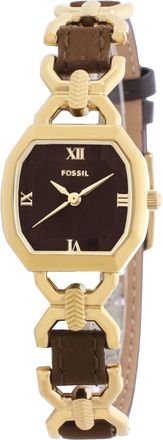 Fossil Harlow Three-Hand Brown Leather and Gold-Tone Stainless Steel Ladies Watch