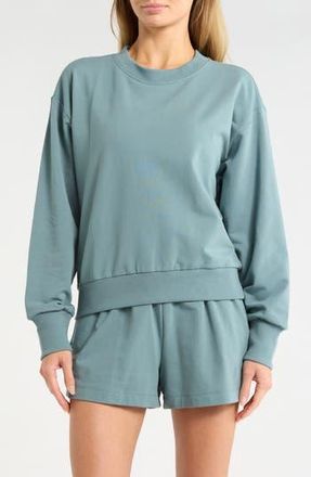Zella Relay Terry Crewneck Sweatshirt in Blue Goblin at Nordstrom Rack, Size X-Large