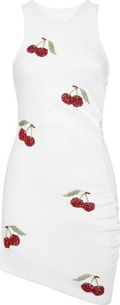 Philipp Plein Mini Dress Rib Cherries - Dames - Korte kleedjes - Wit - M - Katoen - Kleedjes