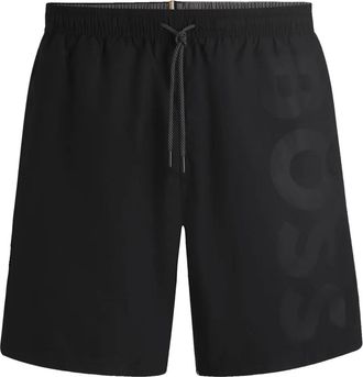 BOSS Zwembroek met trekkoordtaille - Zwart